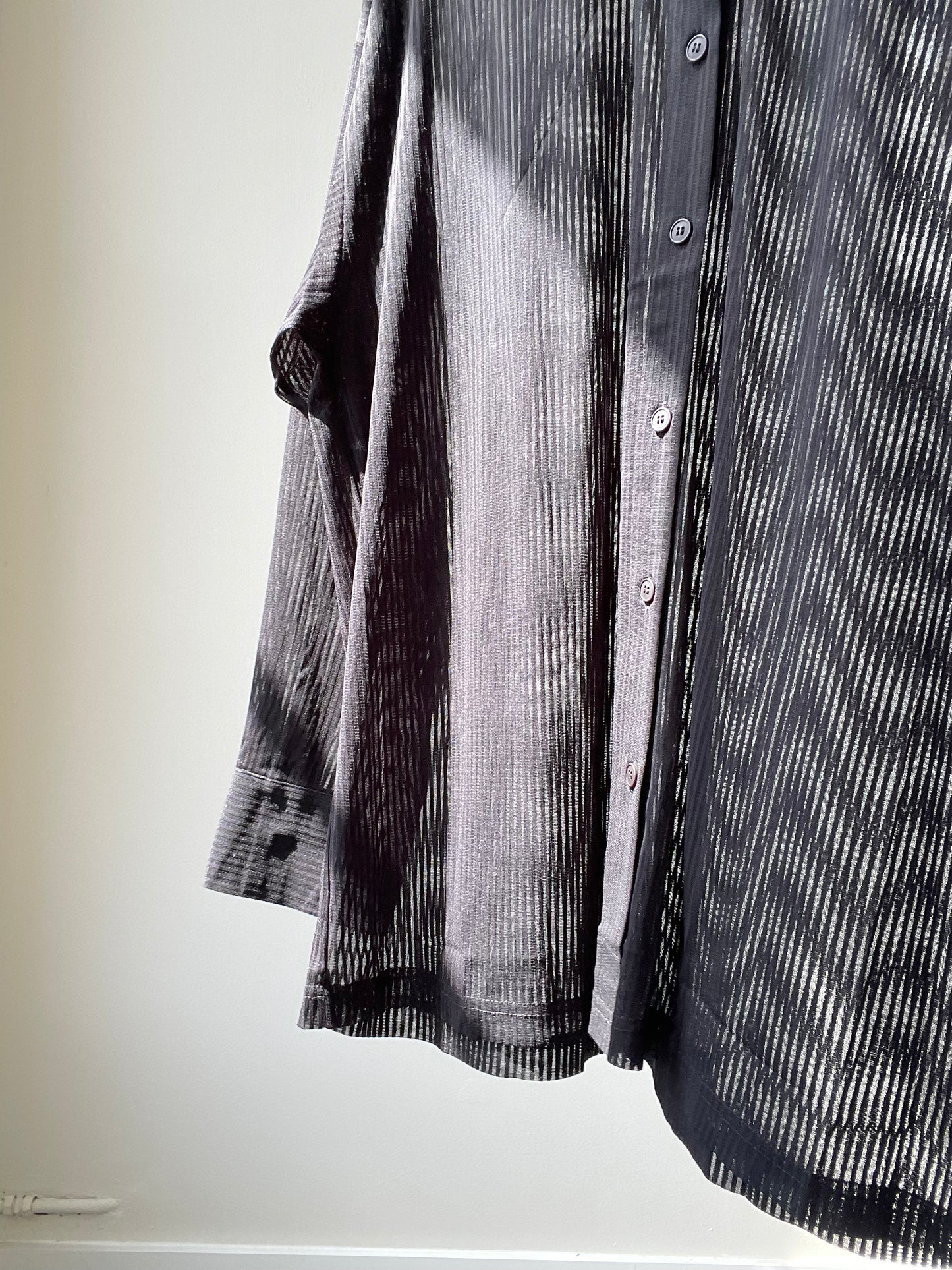 Presley Striped Sheer Button Down Shirt In Black