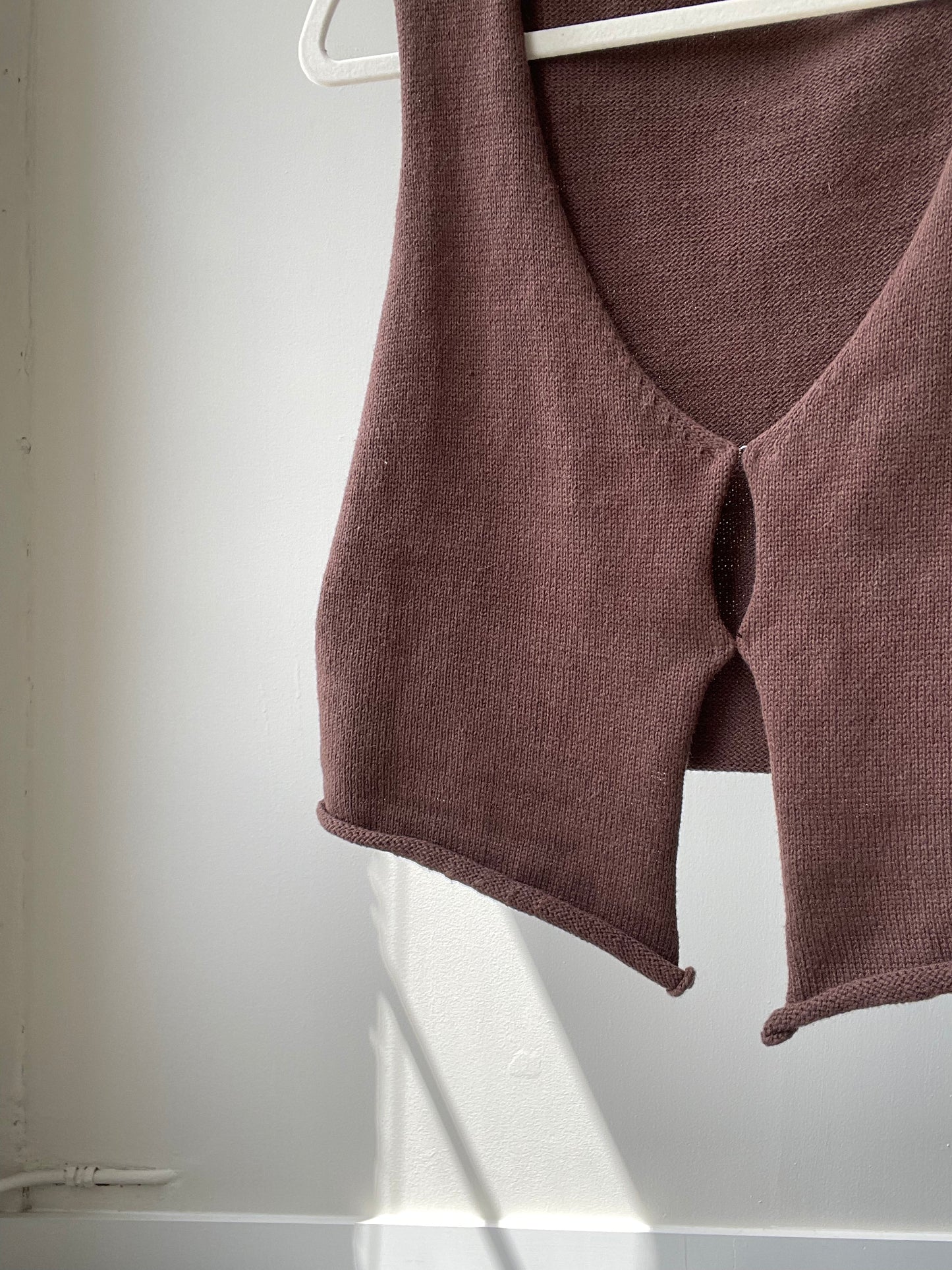 Arlette Double Front Closure Cotton Knit Vest In Brown