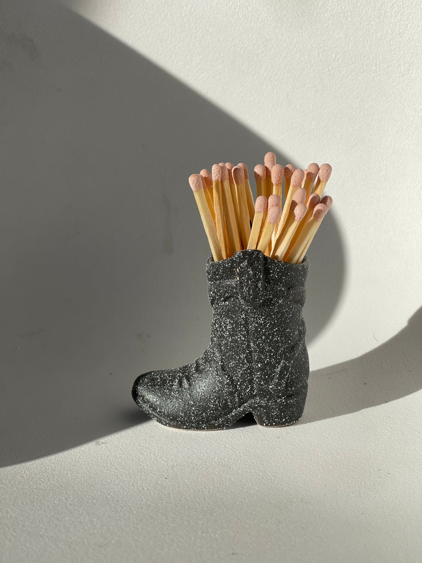 Cowboy Boot Matchstick Holder In Ash Black