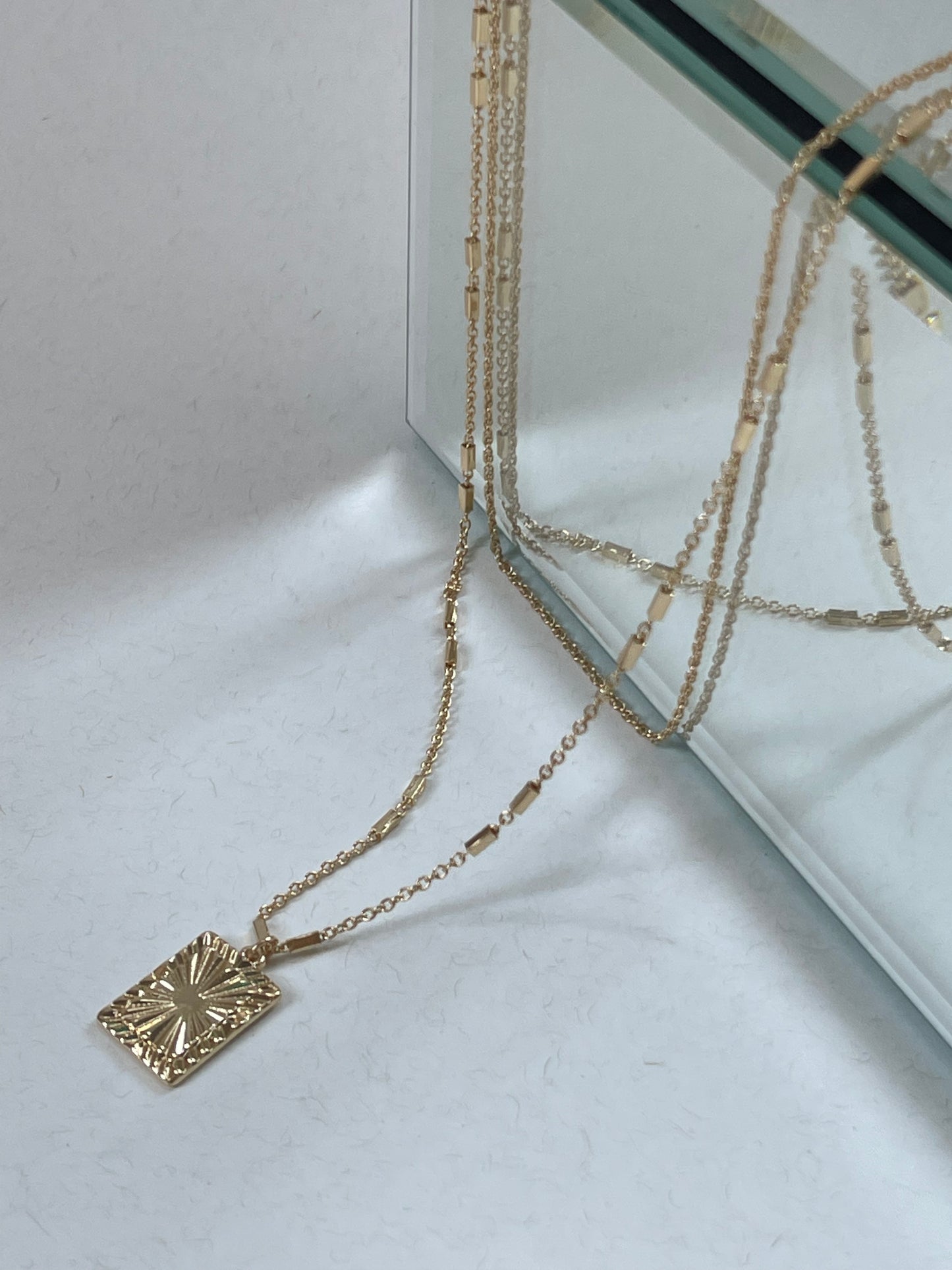 Sunburst Layered Drop Necklace In Gold