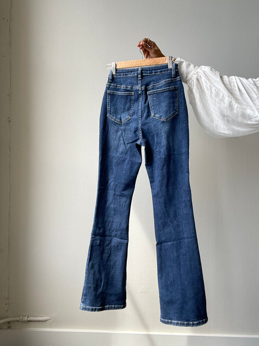 Riki Split Flared Denim Jean In Indigo