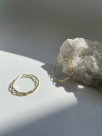 Kelly 14K Gold Plated Link Chain Hoop Earring