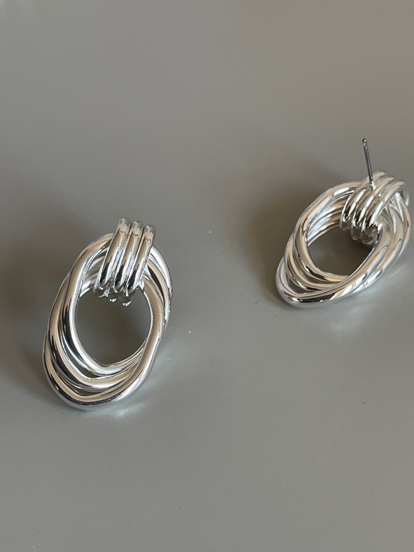 Classic Tri Link Earring In Silver