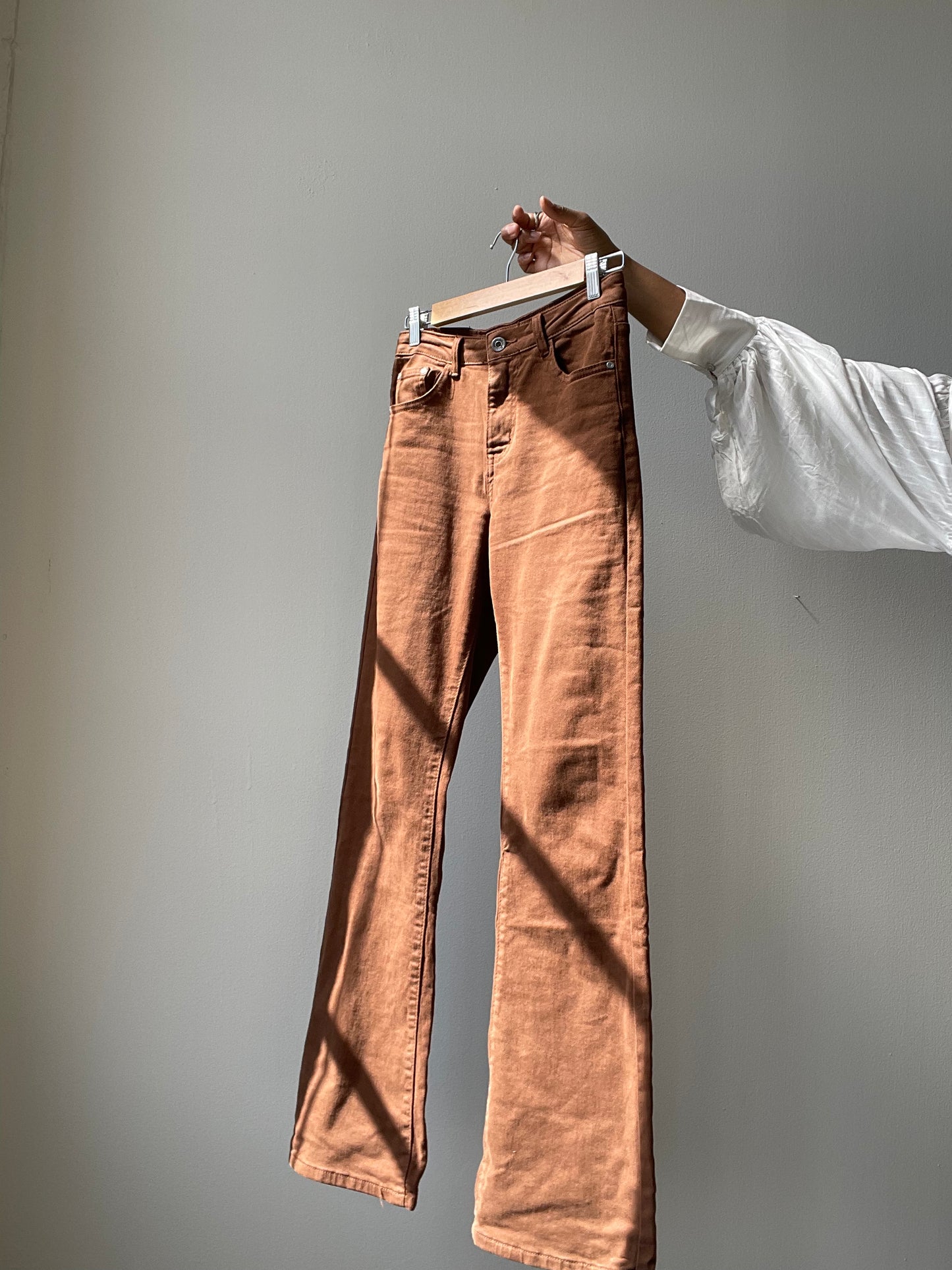 Michael Classic Flare Mid Rise Jean In Brown