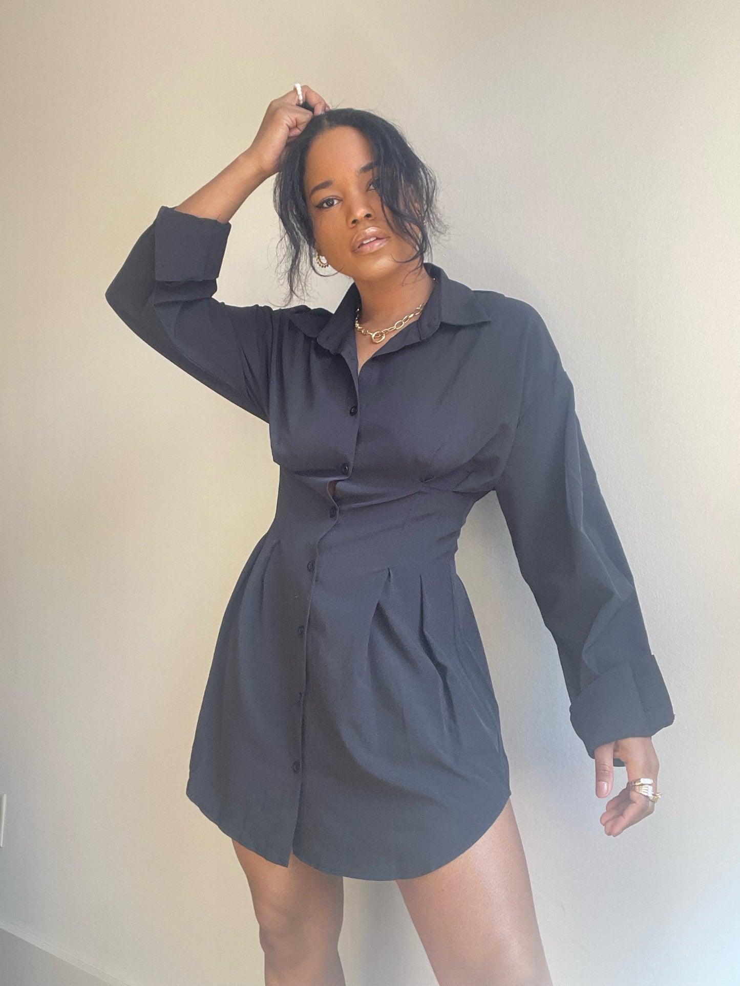 Phoebe Shirt Dress In Black