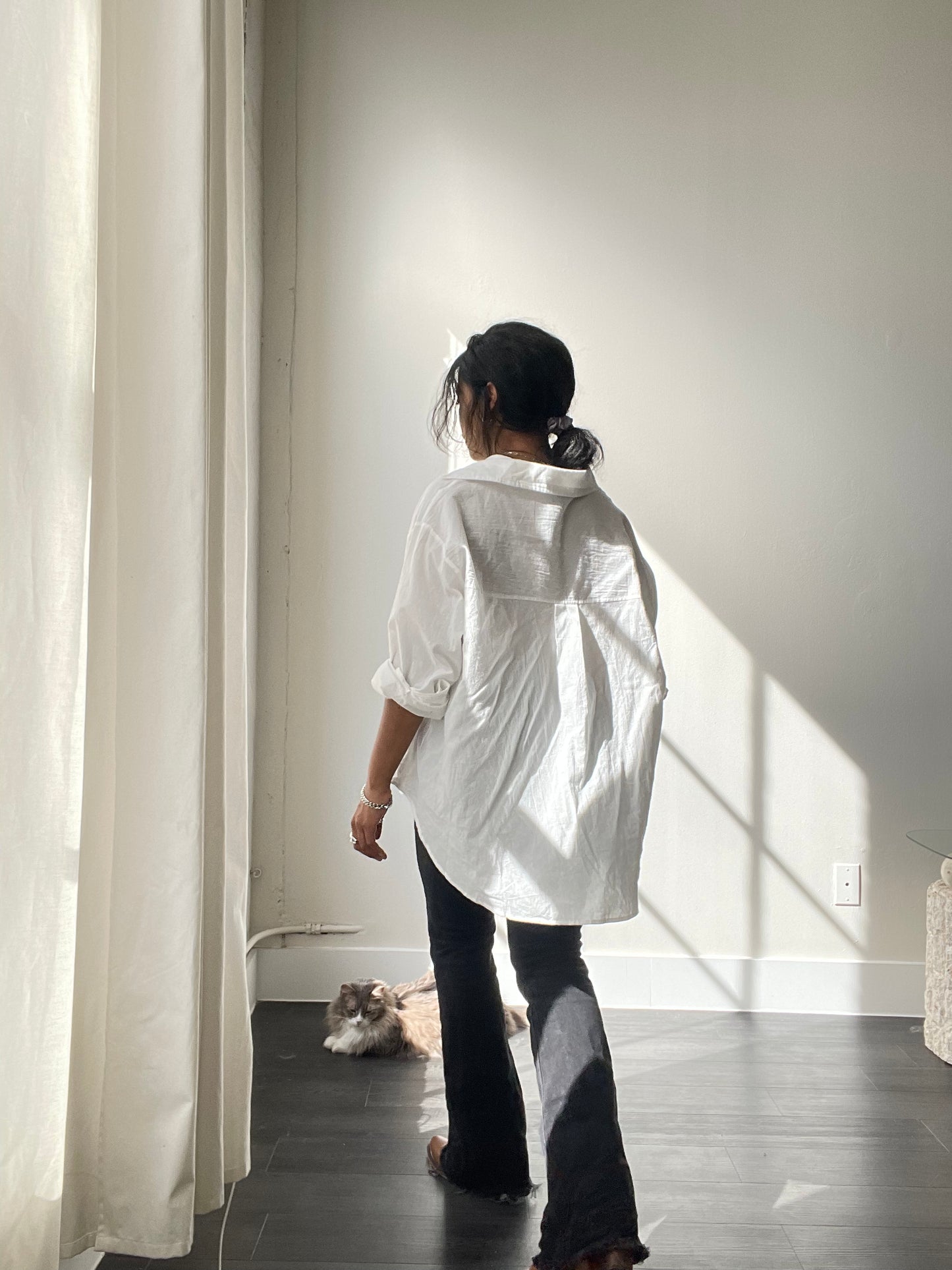 Chase Cotton Oversized Button Down In White