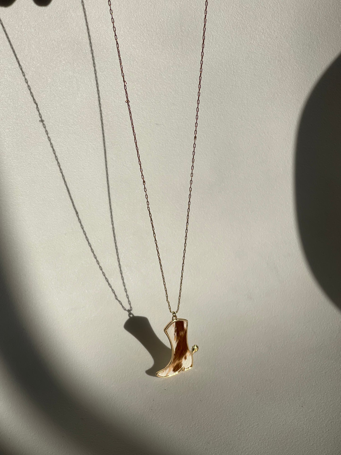 K.A. Cowhide Cowboy Boot Necklace In Taupe