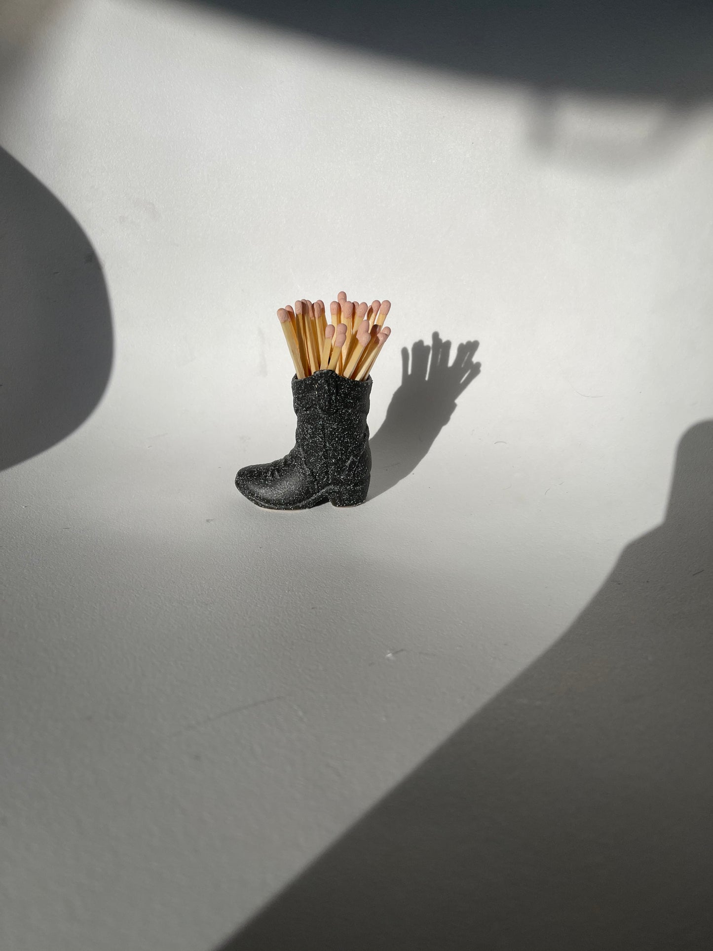 Cowboy Boot Matchstick Holder In Ash Black