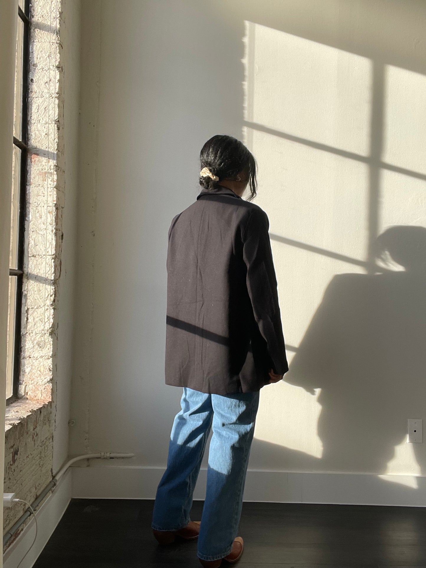 Grant 80s Style Oversized Blazer In Black