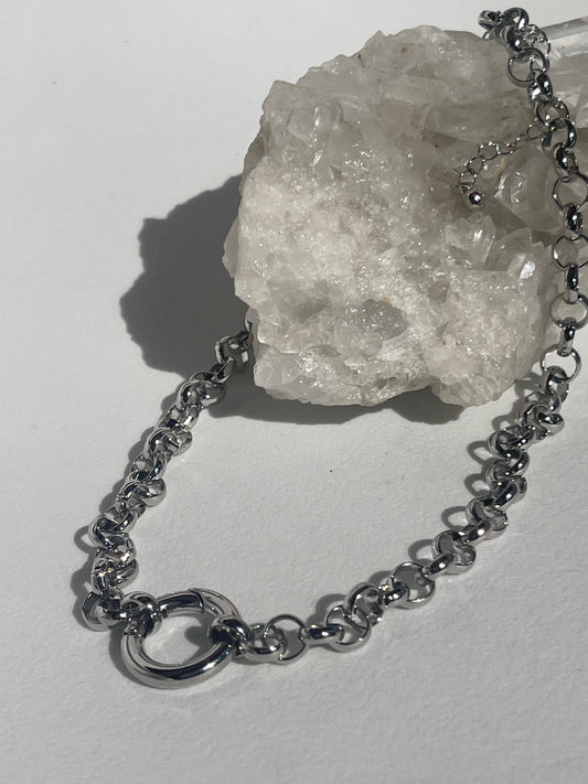 Claire Chain Crum Lock Necklace In Silver