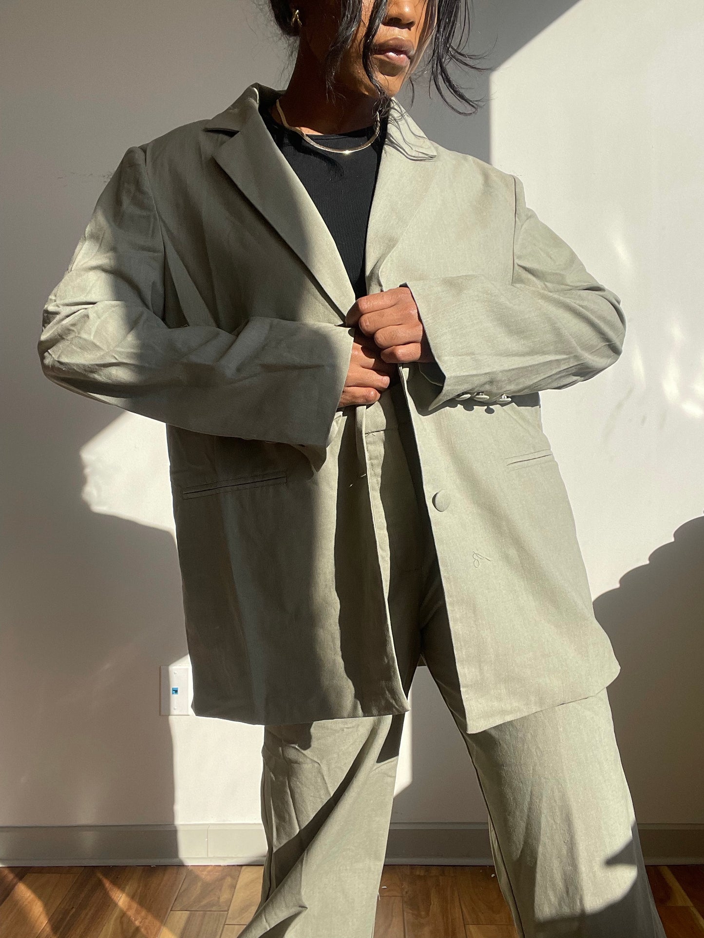 Denney Oversized Blazer In Dust Sage