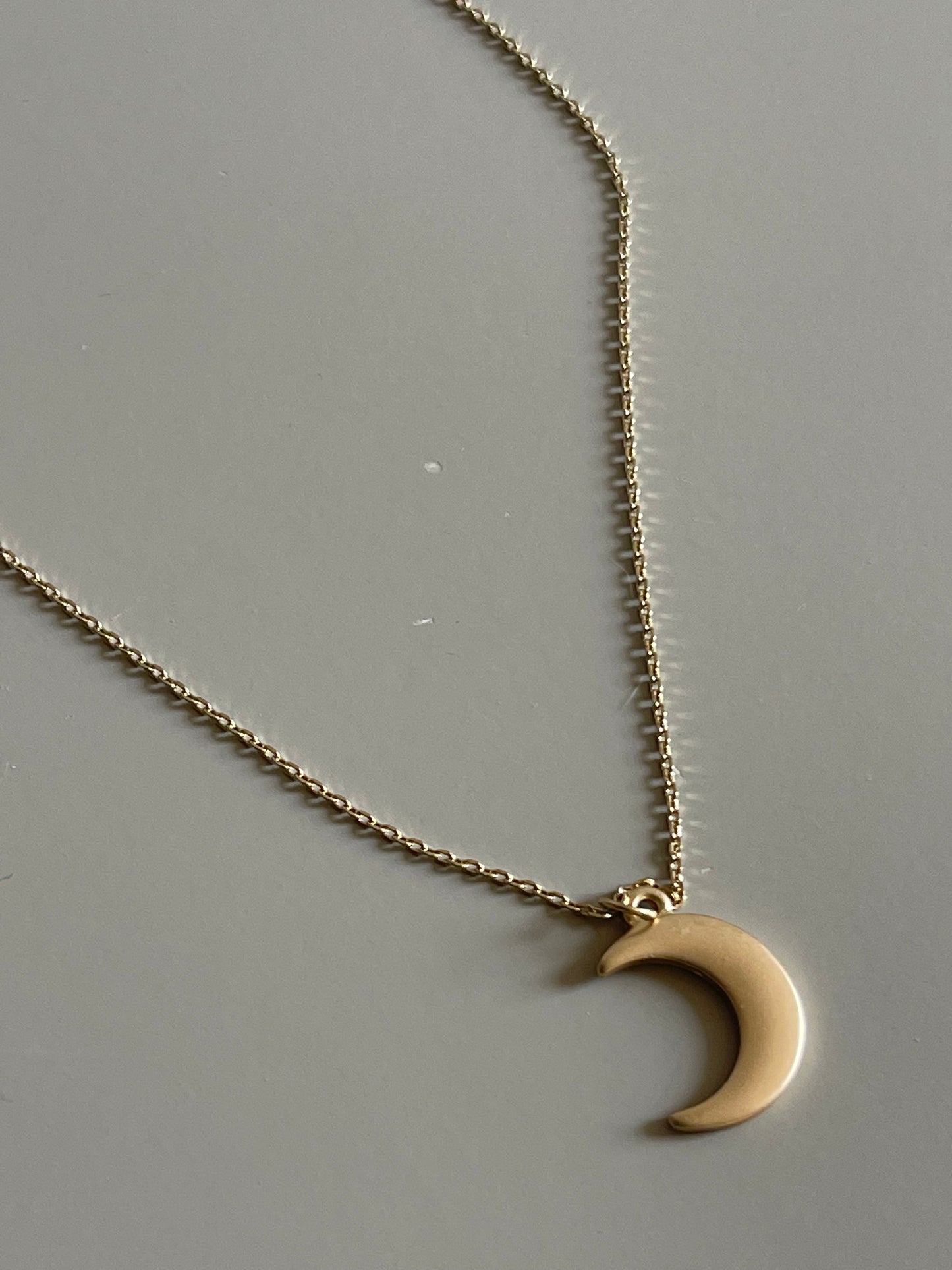 Single Charm Crescent Moon Necklace In Matte Gold