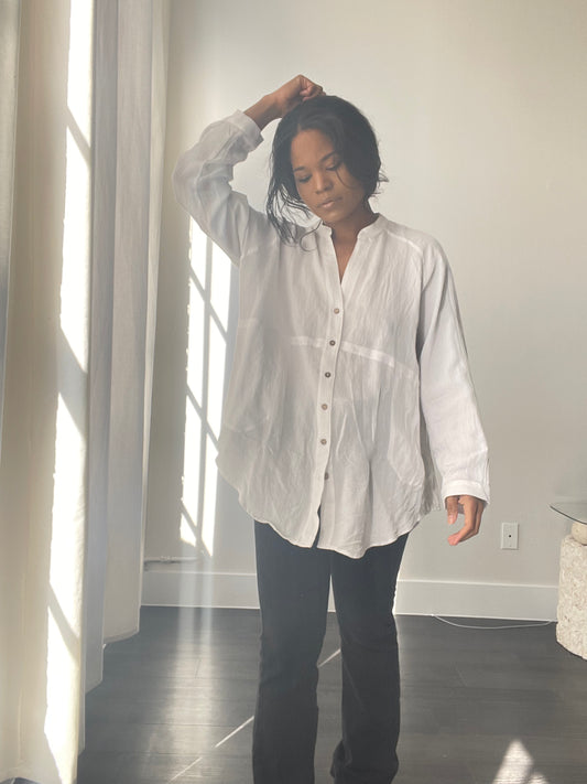 Perry Oversized Button Down In White