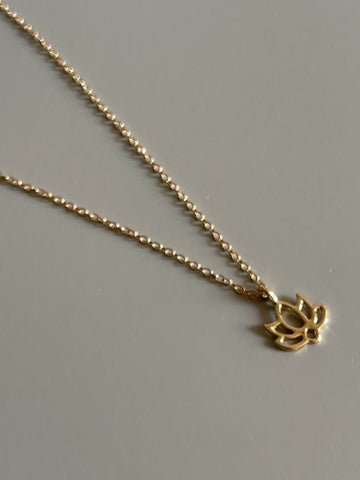 Lotus Flower Charm Necklace In Gold