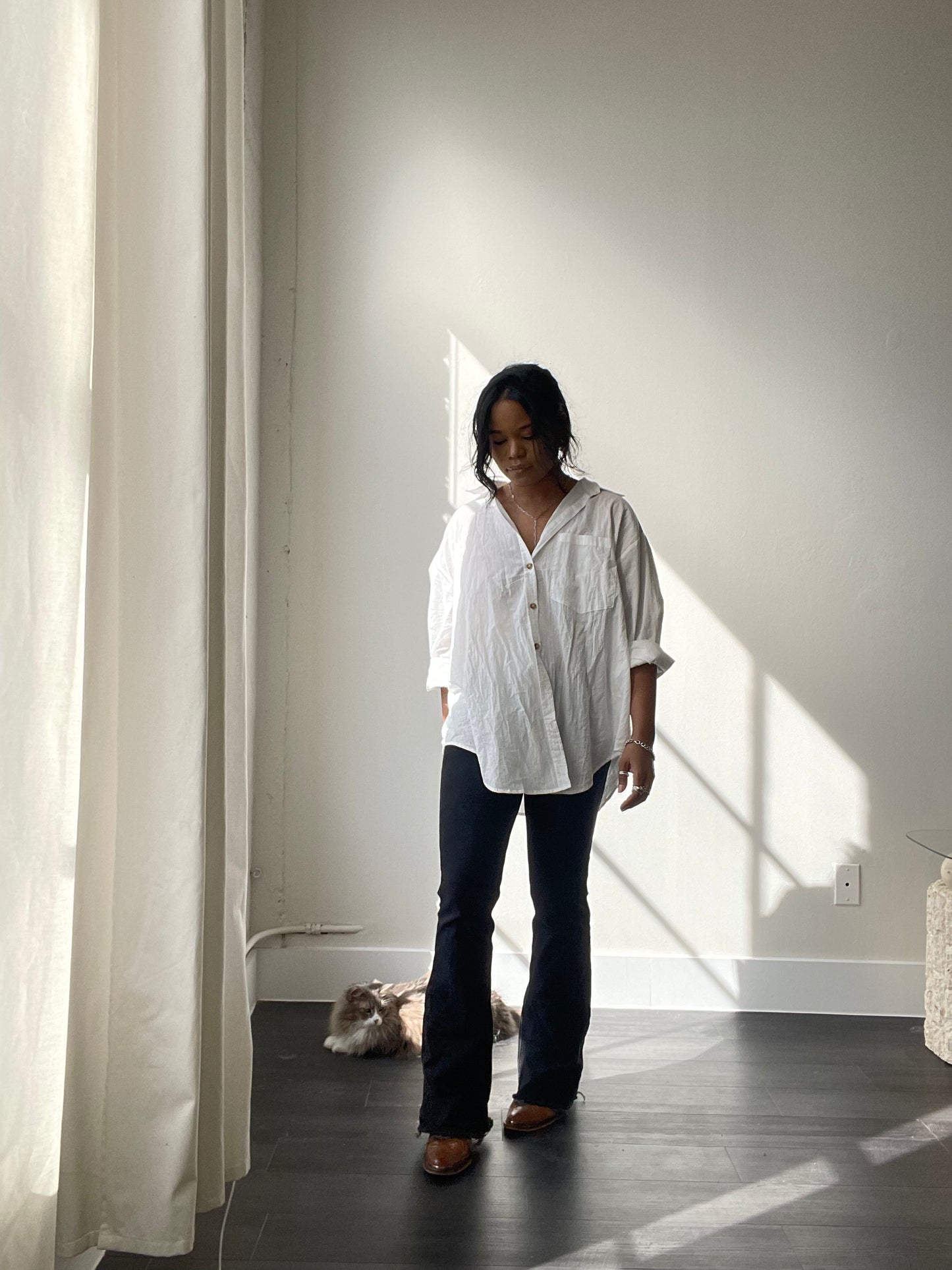 Chase Cotton Oversized Button Down In White