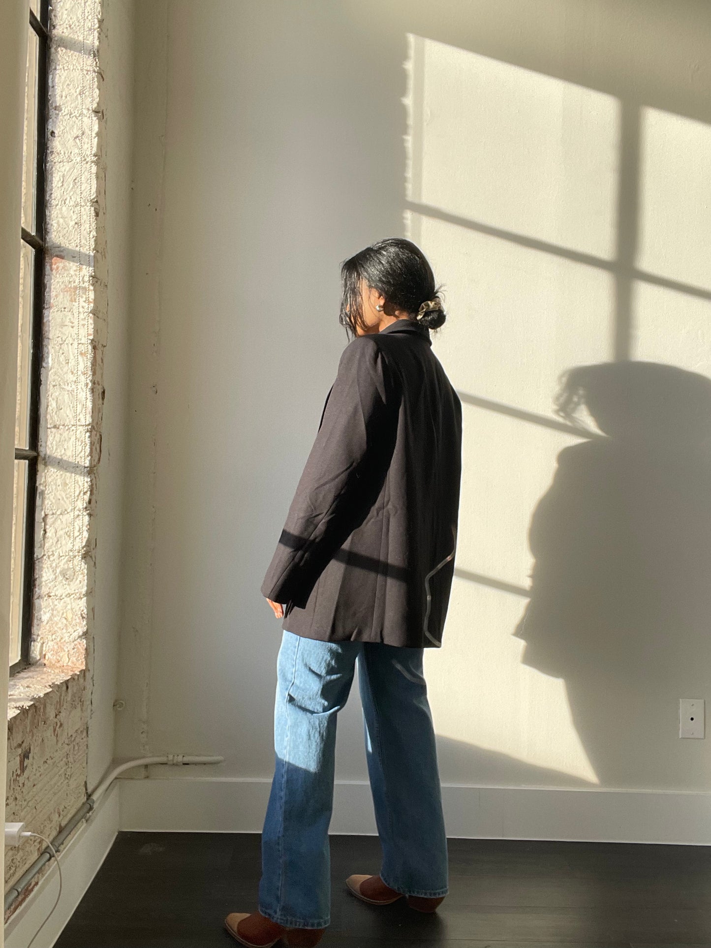 Grant 80s Style Oversized Blazer In Black