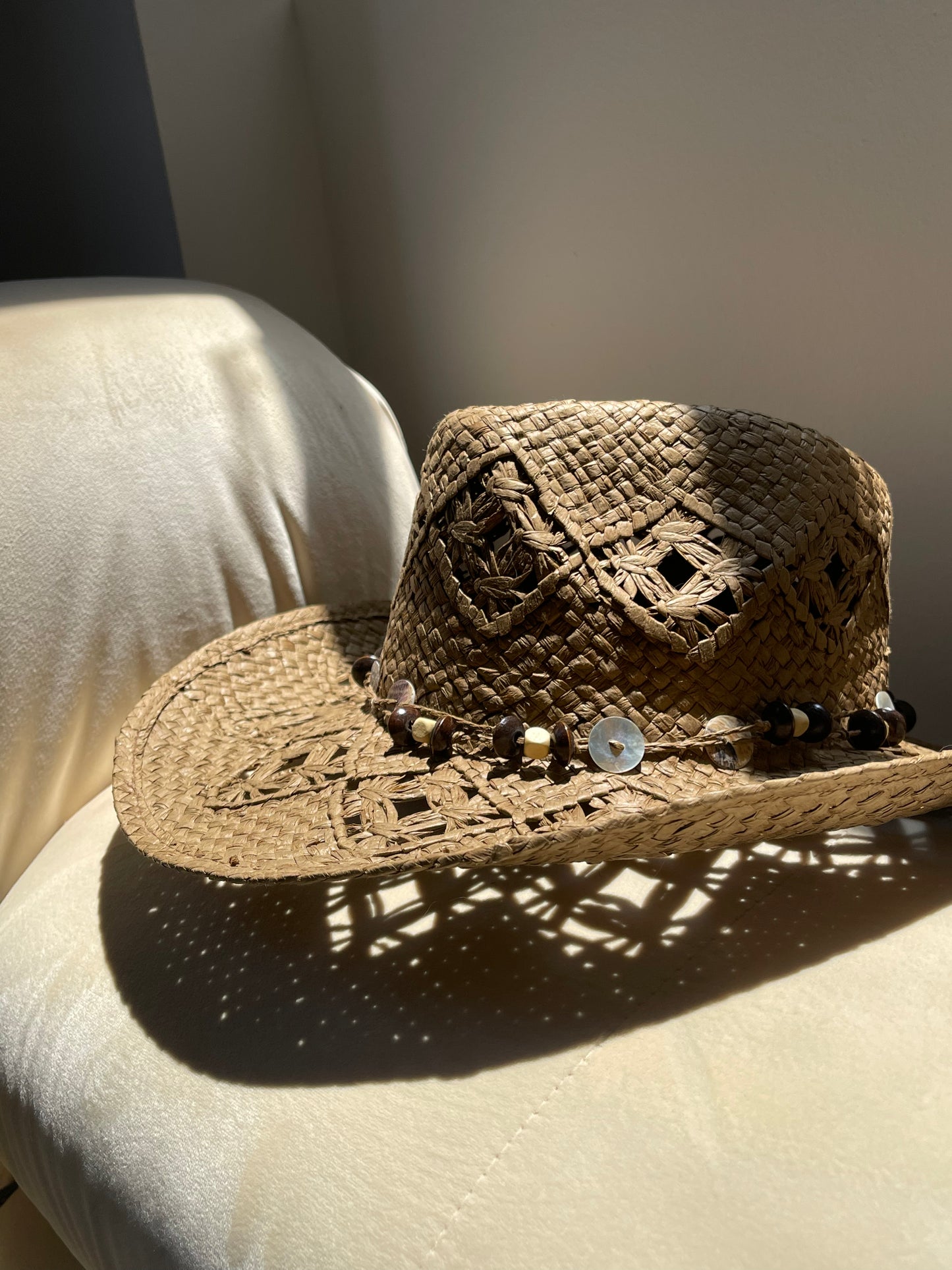 Toyo Beaded Cowboy Sun Hat In Brown