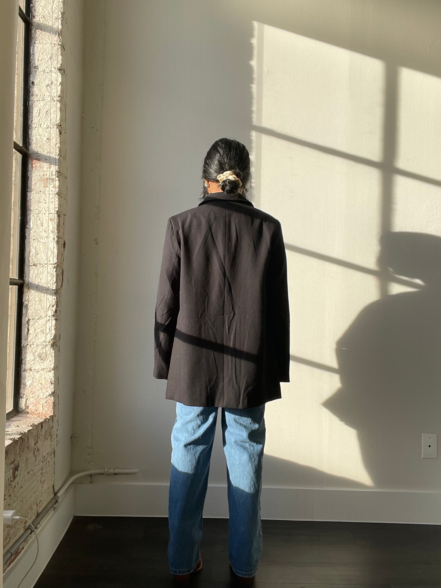 Grant 80s Style Oversized Blazer In Black