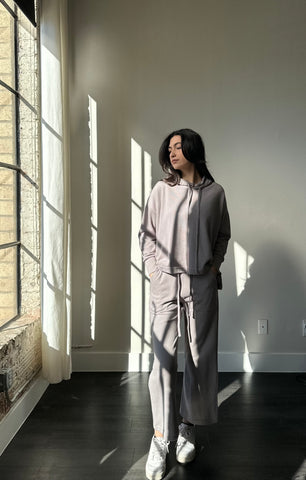 Lily Hoodie & Wide Leg Pant Set In Ash