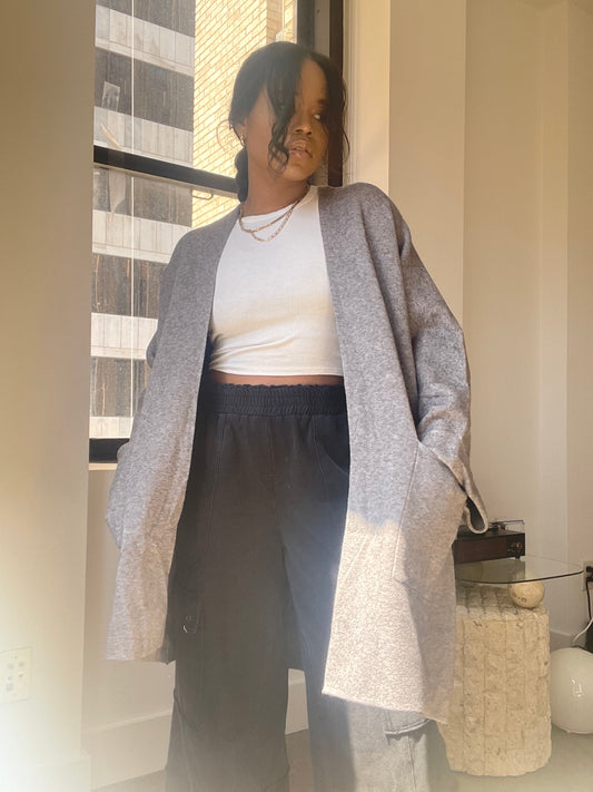 Deena Kimono Oversized Cardigan In Grey