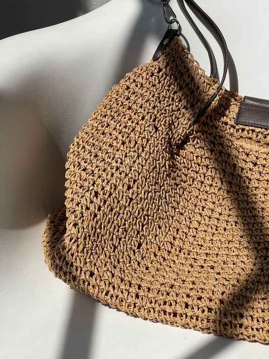 Morgan Crochet Straw Summer Bag In Brown