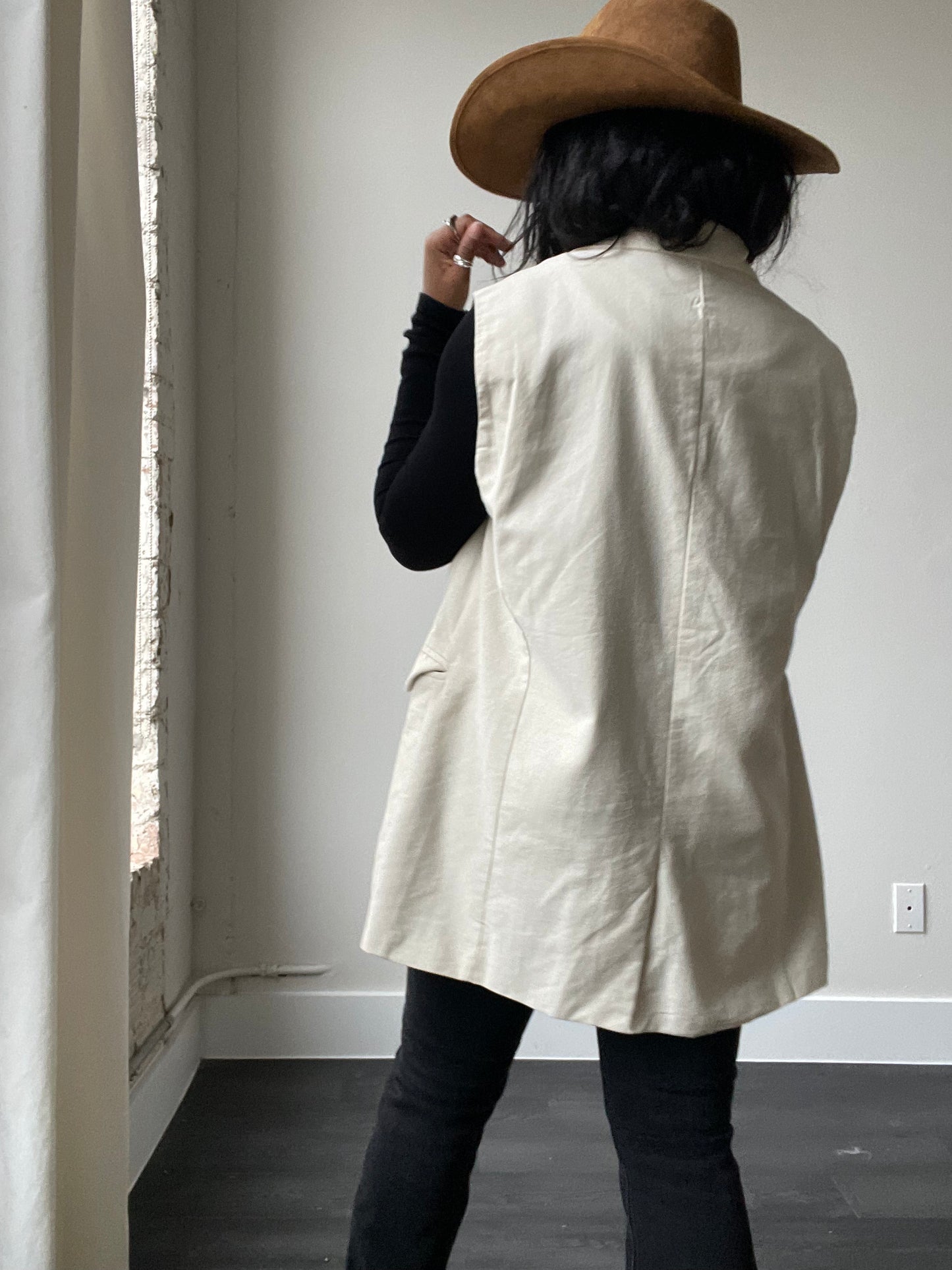 Haley Cotton Oversized Blazer Vest In Natural