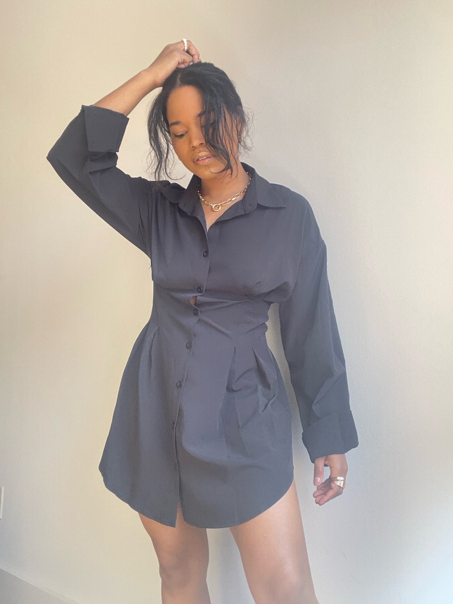 Phoebe Shirt Dress In Black