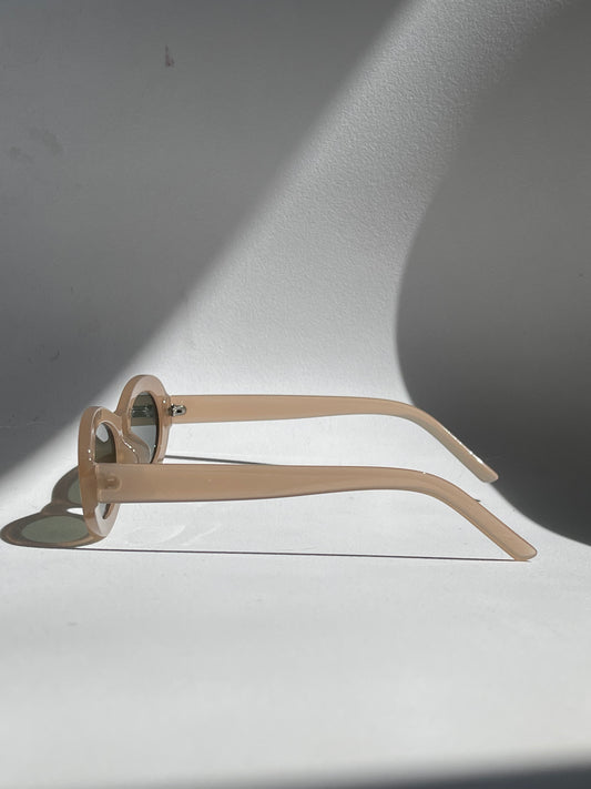 Sabrina Retro Oval Sunglasses In Taupe & Green