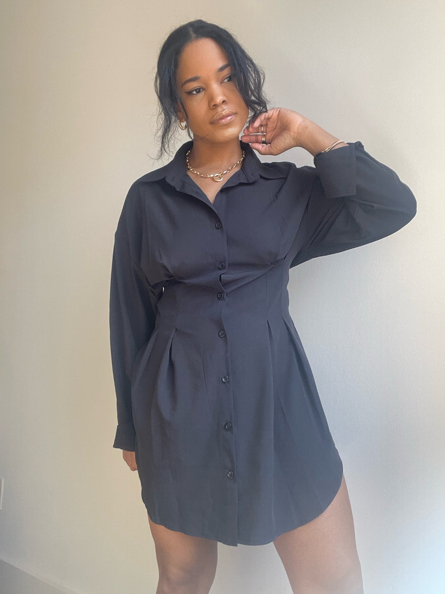 Phoebe Shirt Dress In Black