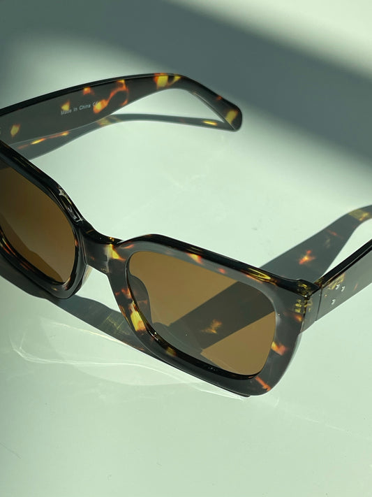 Belinda Bulk Frame Rectangular Sunglasses In Tortoise Brown