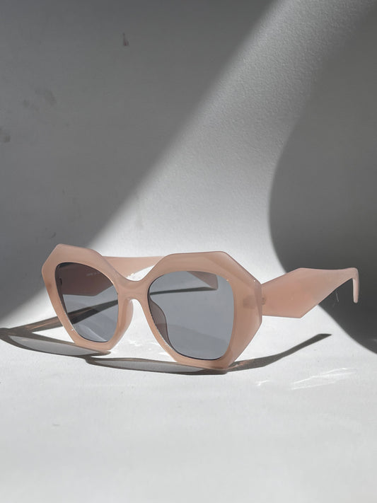 Sora Retro Hexagon Sunglasses In Blush
