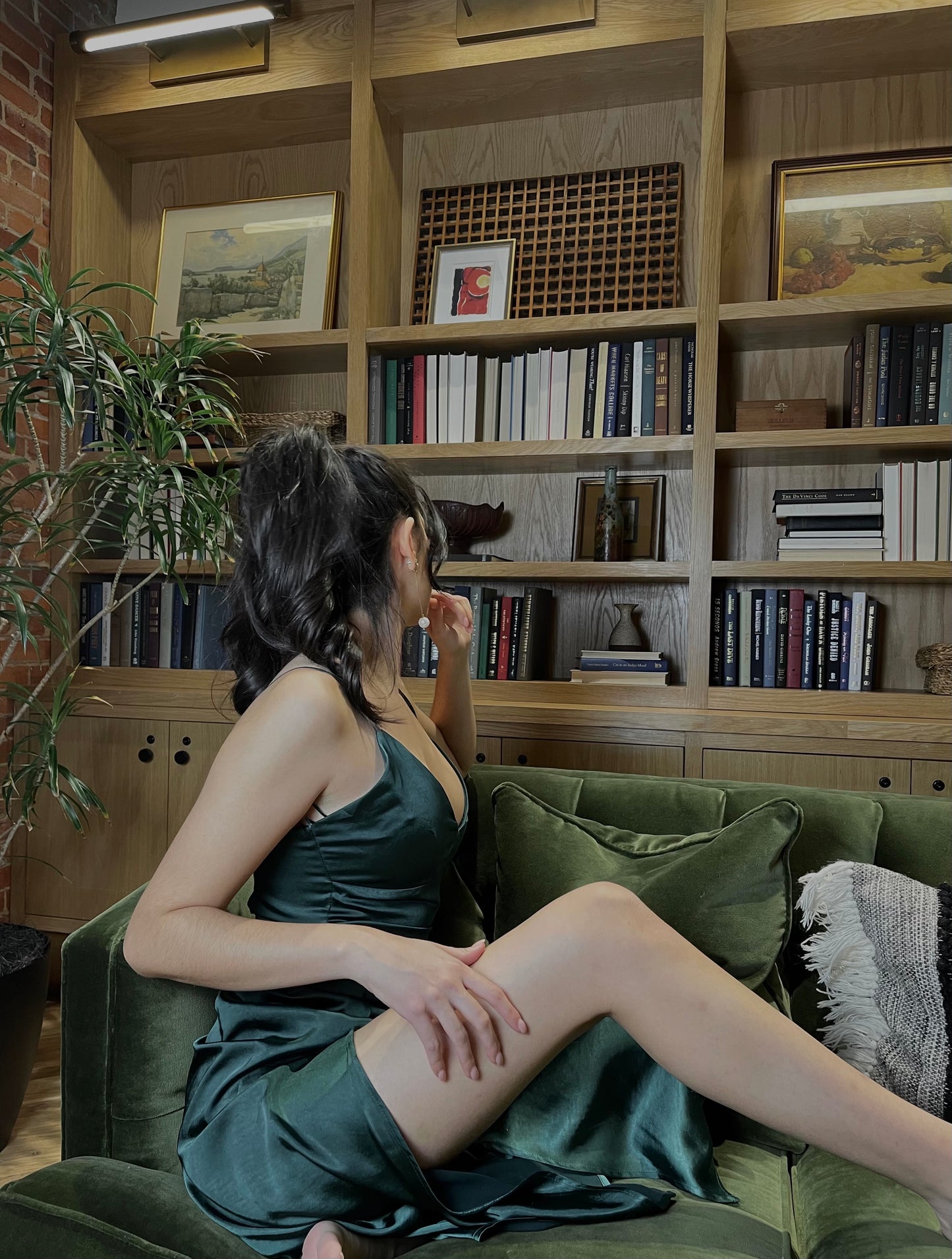 Dakota Satin Maxi Dress In Forest Green