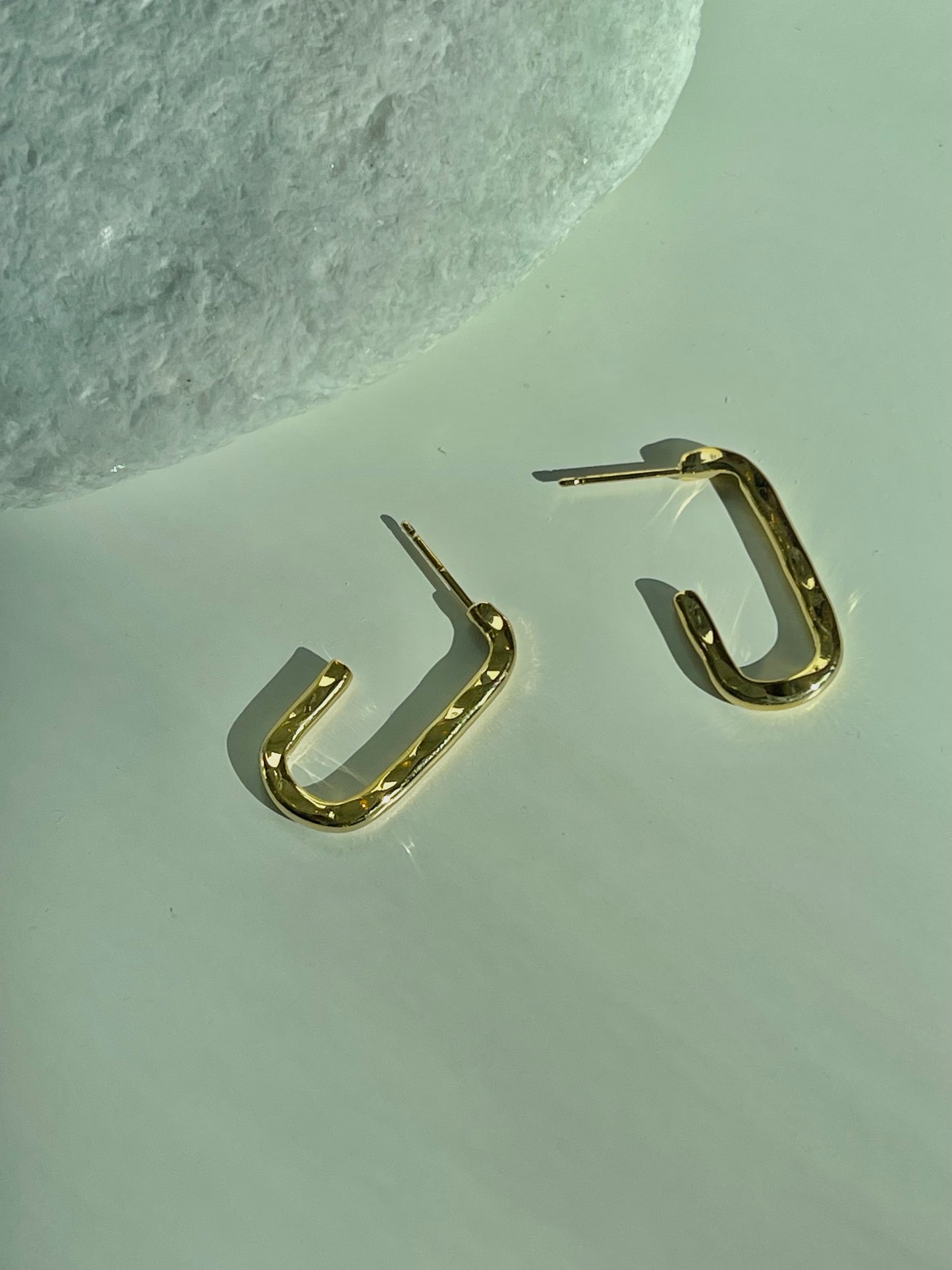 Hammered 14K Gold Dipped Hook Hoop Earring