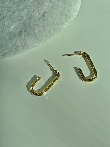Hammered 14K Gold Dipped Hook Hoop Earring