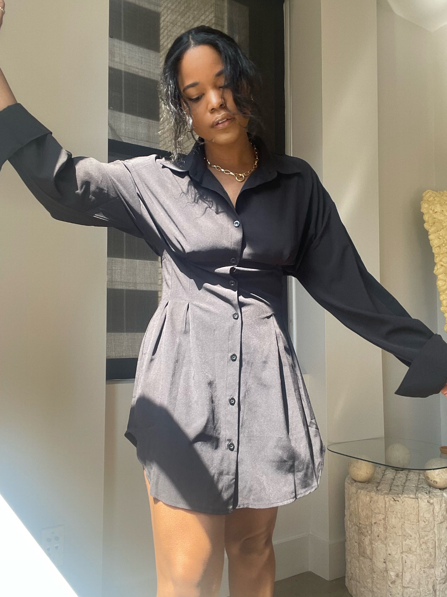 Phoebe Shirt Dress In Black