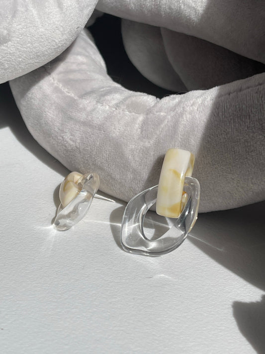 Organic Cream & Clear Drop Acrylic Earring