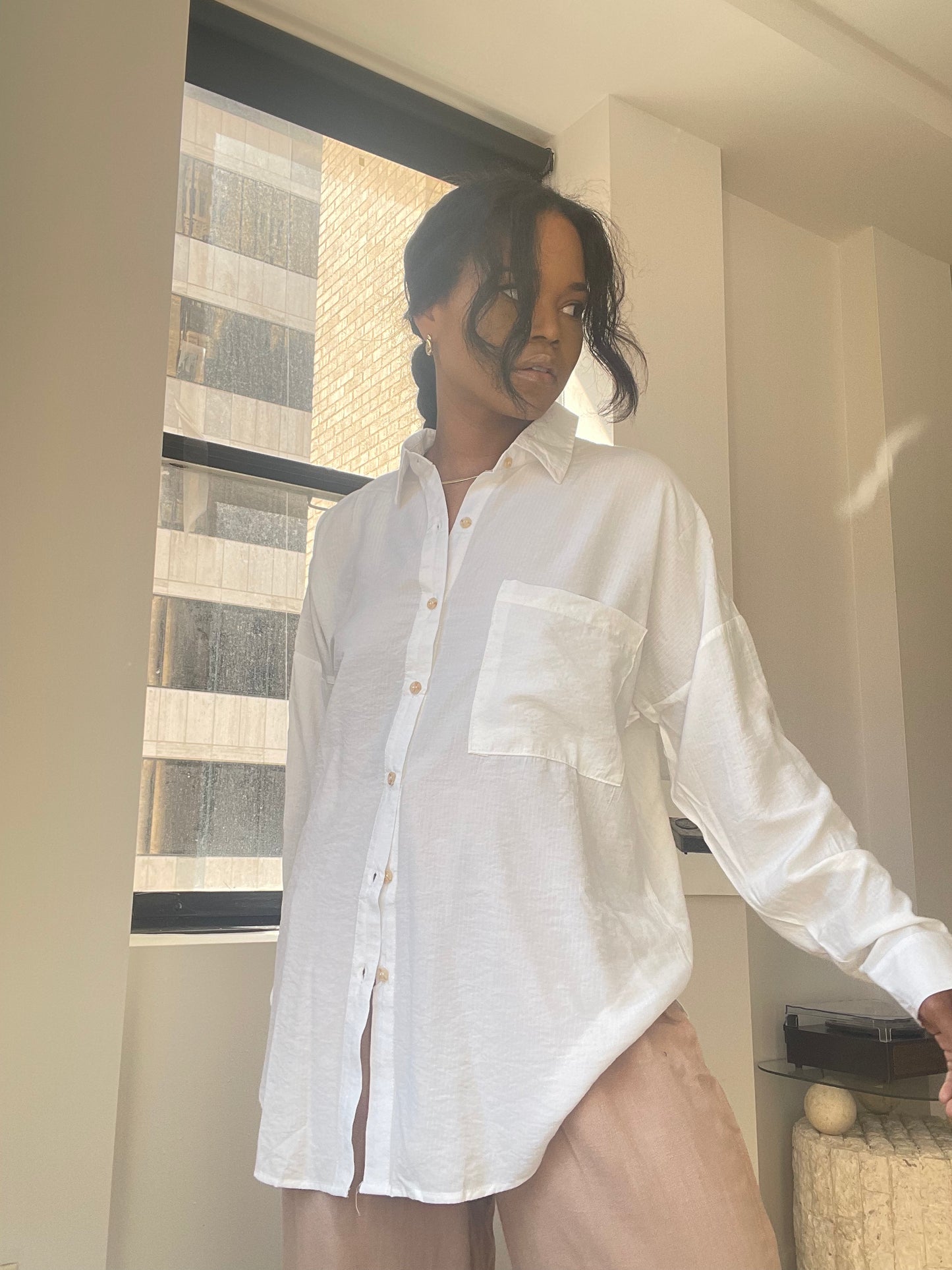 Haley Classic Button Down Shirt In White