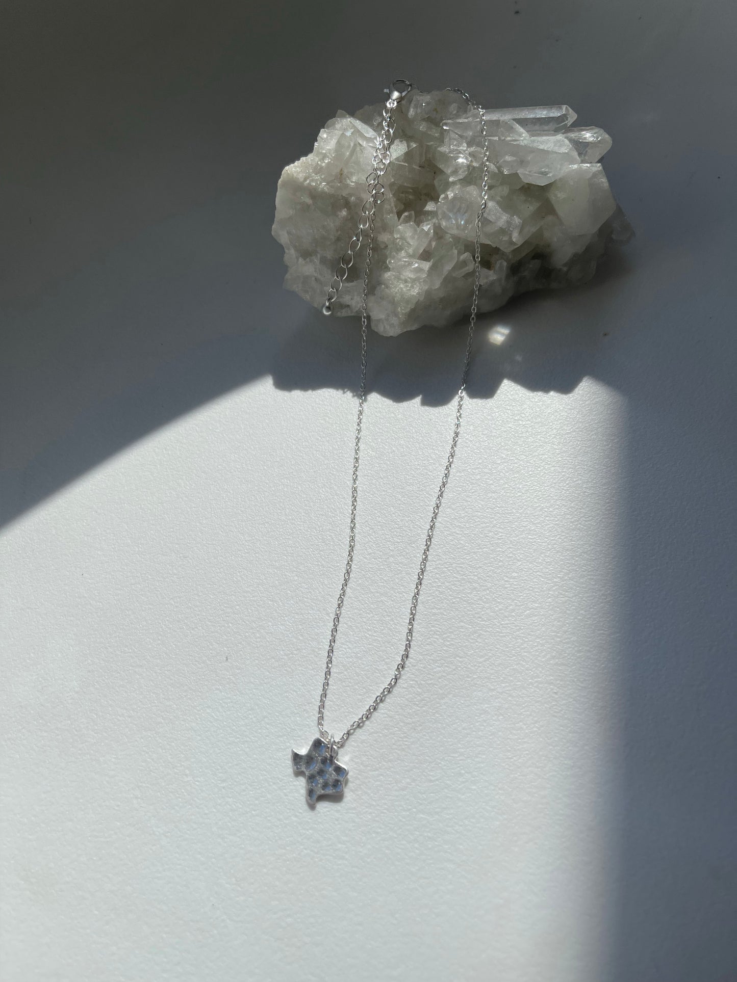 Hammered Texas Charm Necklace In Antique Silver