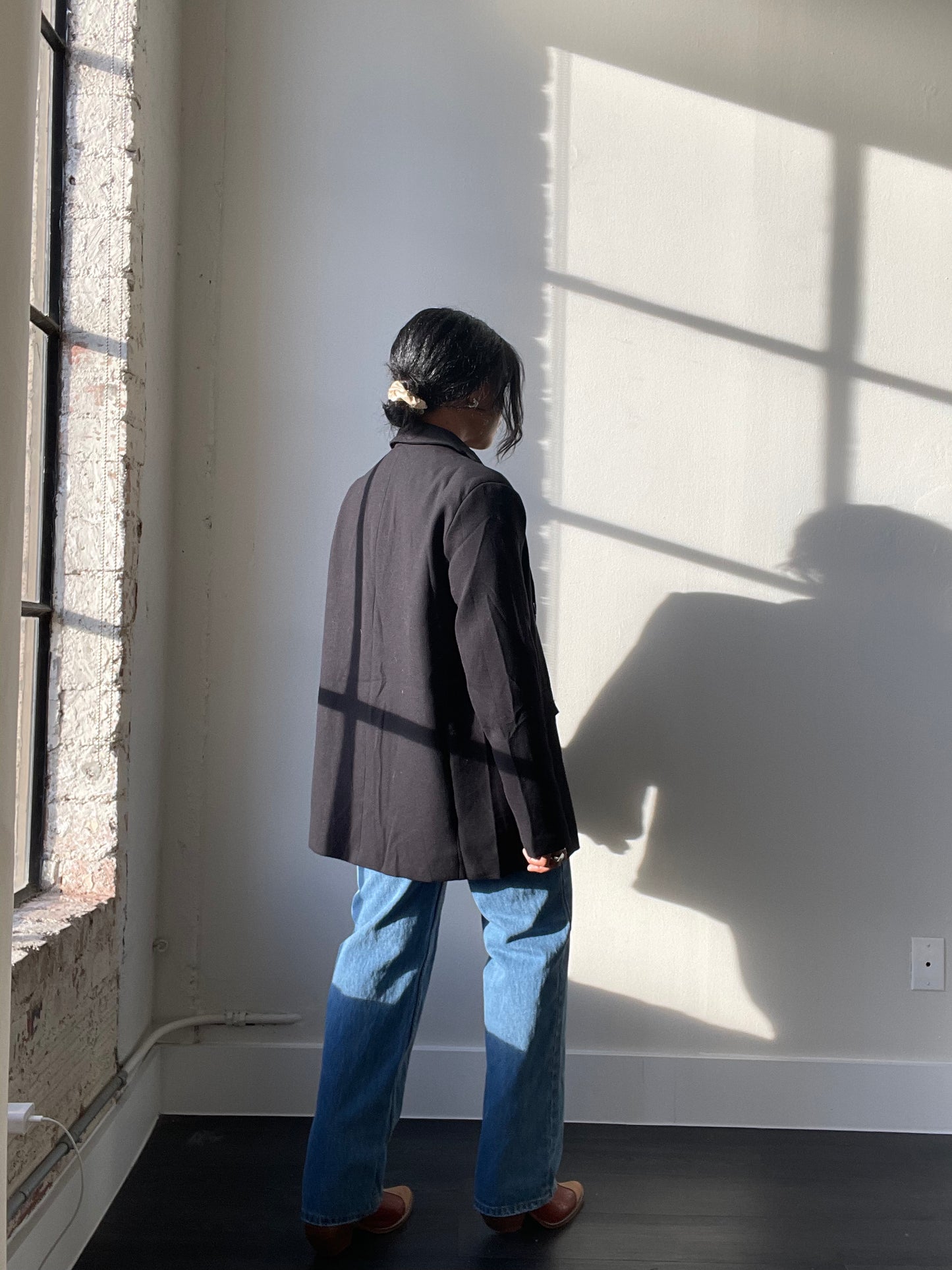 Grant 80s Style Oversized Blazer In Black