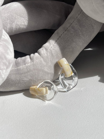 Organic Cream & Clear Drop Acrylic Earring