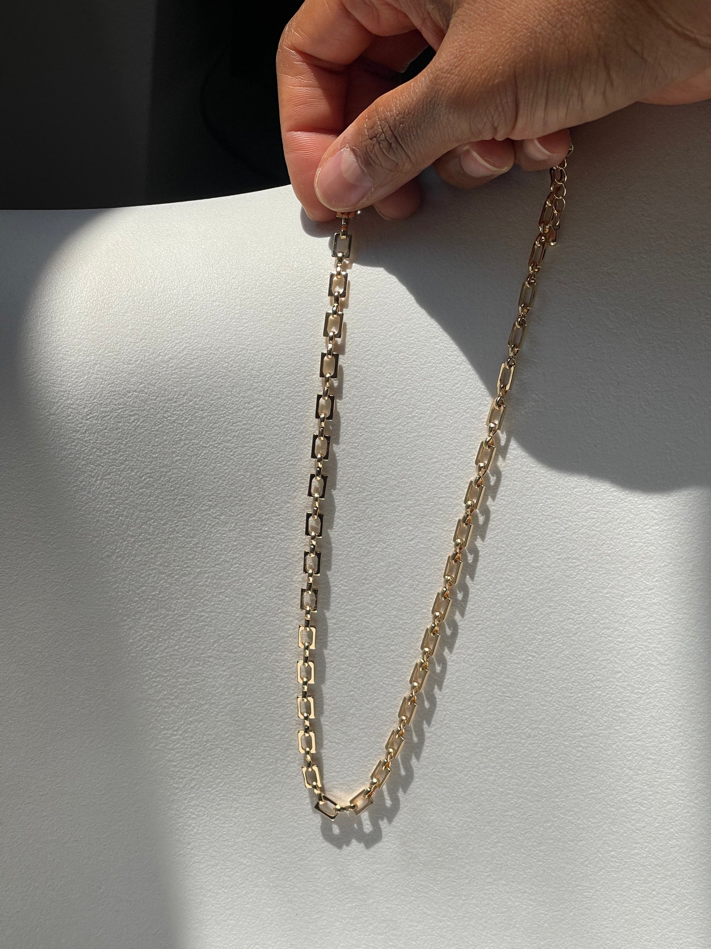 Ronnie Square Link Necklace In Gold