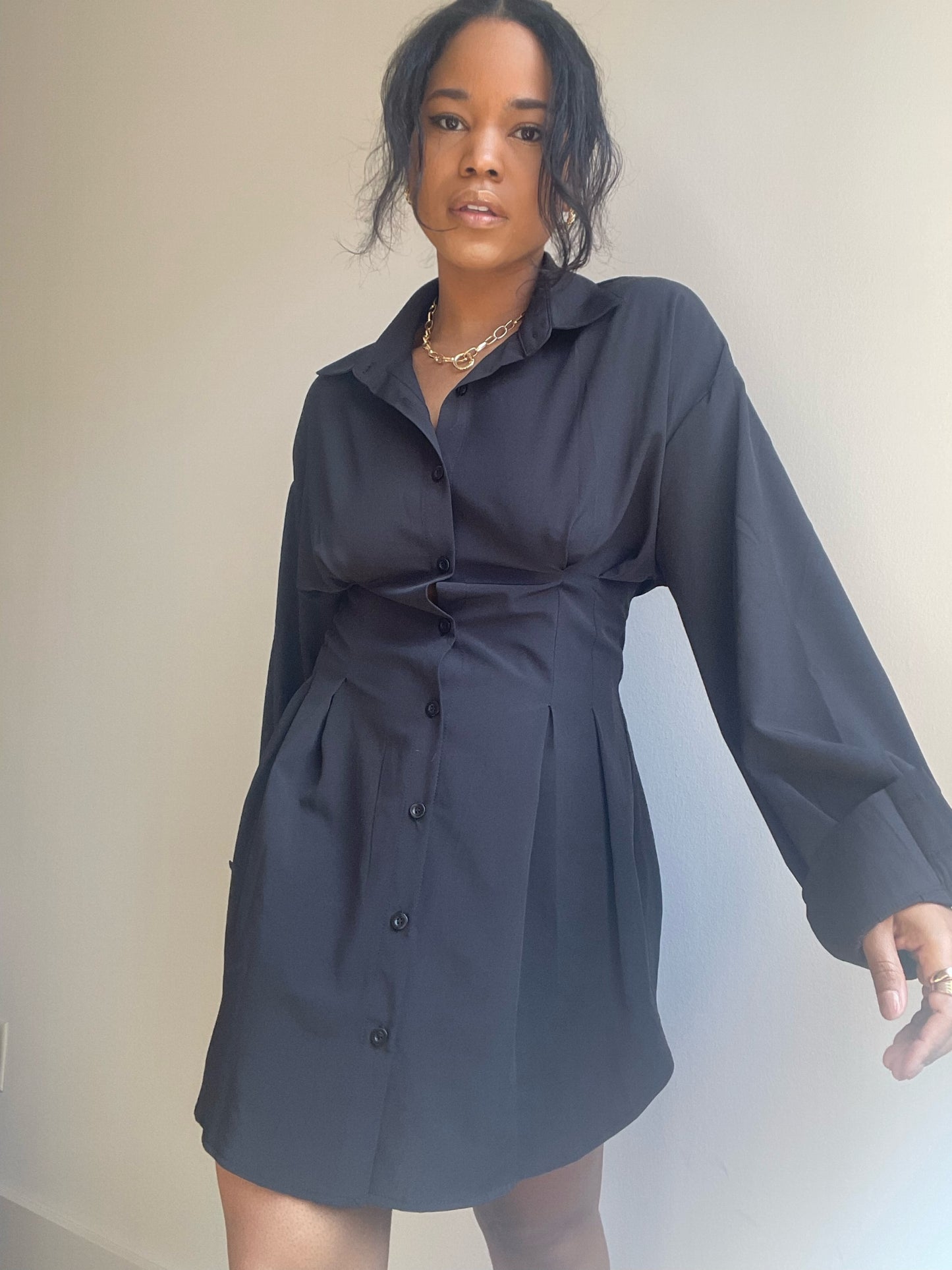 Phoebe Shirt Dress In Black