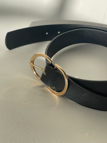 Kate Double Ring Buckle Belt In Black