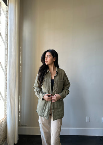 Courtney Ultra Lightweight Shacket In Olive