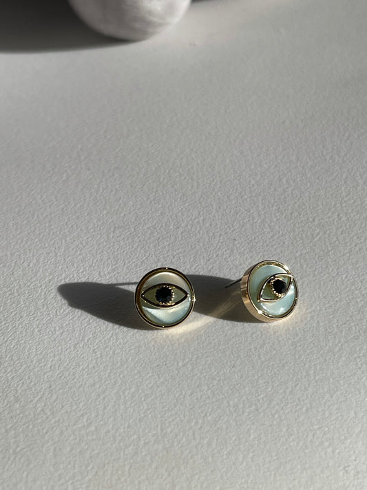 Dazed & Evil Eye Charm Stud Earring In Blue