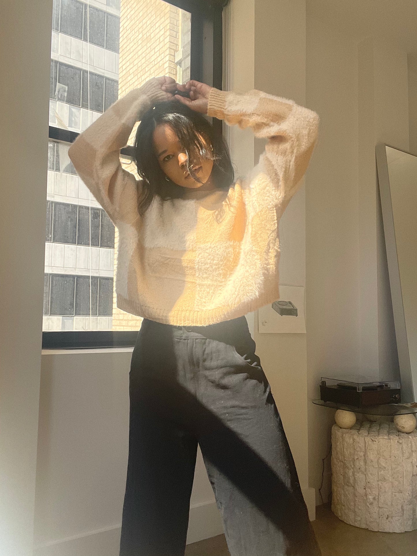 Charlie Check Pullover Sweater In Taupe