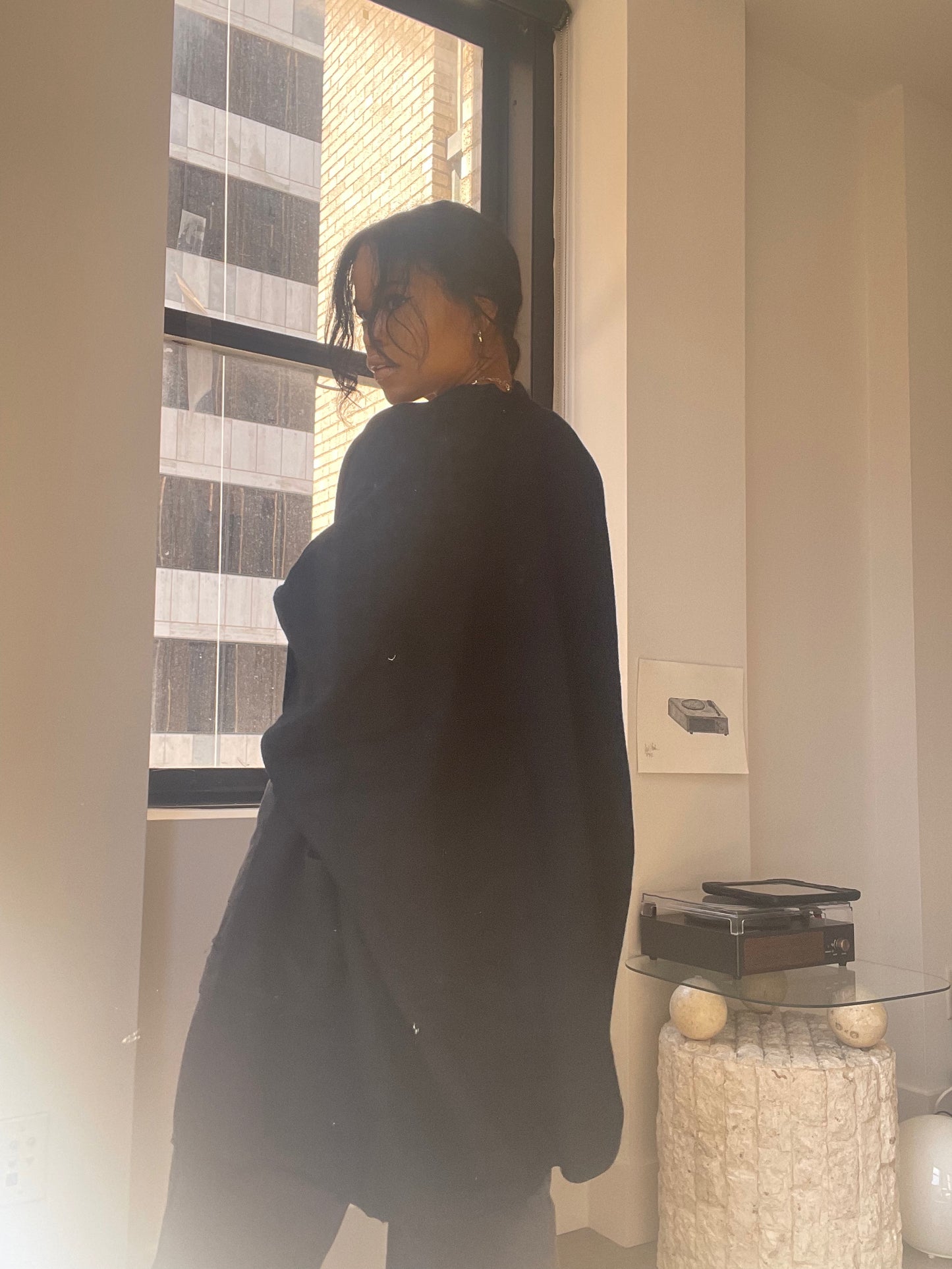 Deena Kimono Oversized Cardigan Sweater In Balck