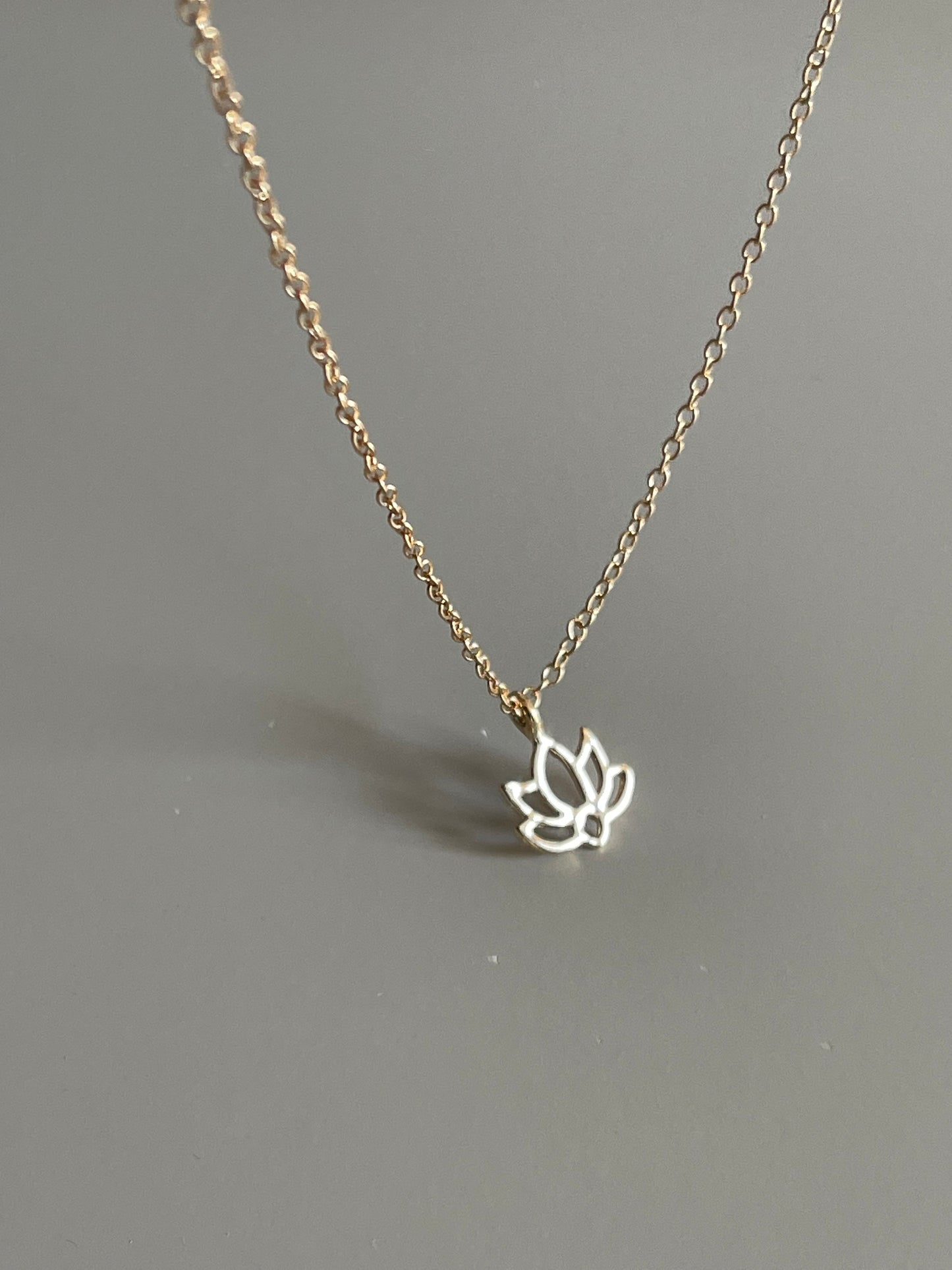 Lotus Flower Charm Necklace In Gold
