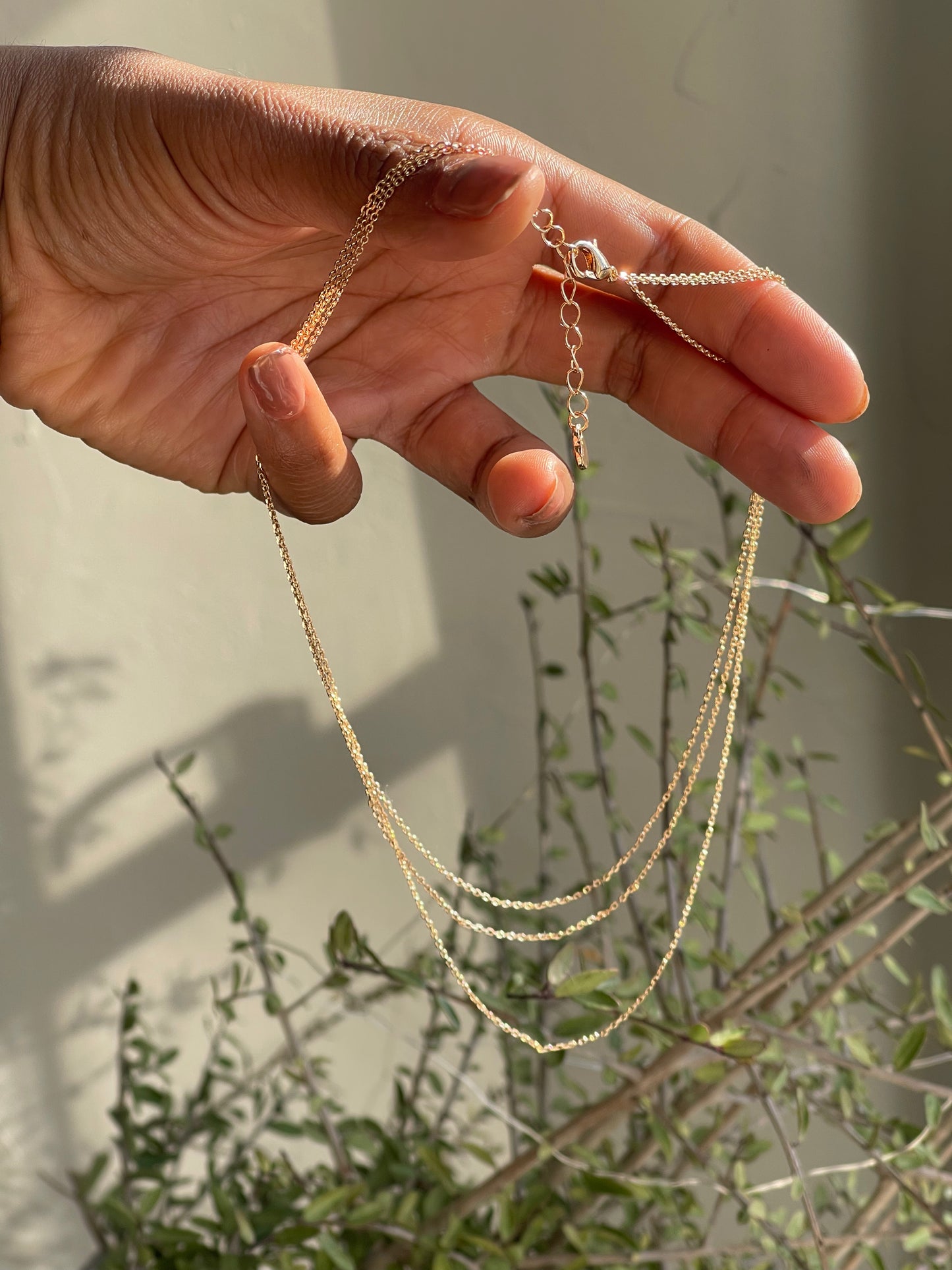 Tri Layered Mini Link Chain Necklace In Gold
