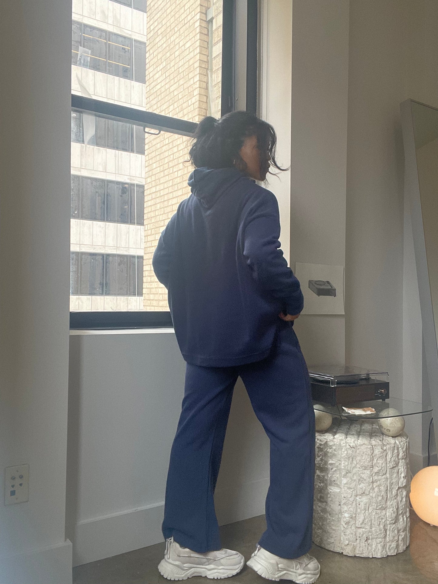 Lily Hoodie & Wide Leg Pant Set In Navy
